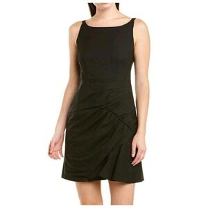 Nanette Lepore Size 12 $398 Black Shirred Sleeveless Side Ruched LBD Dress